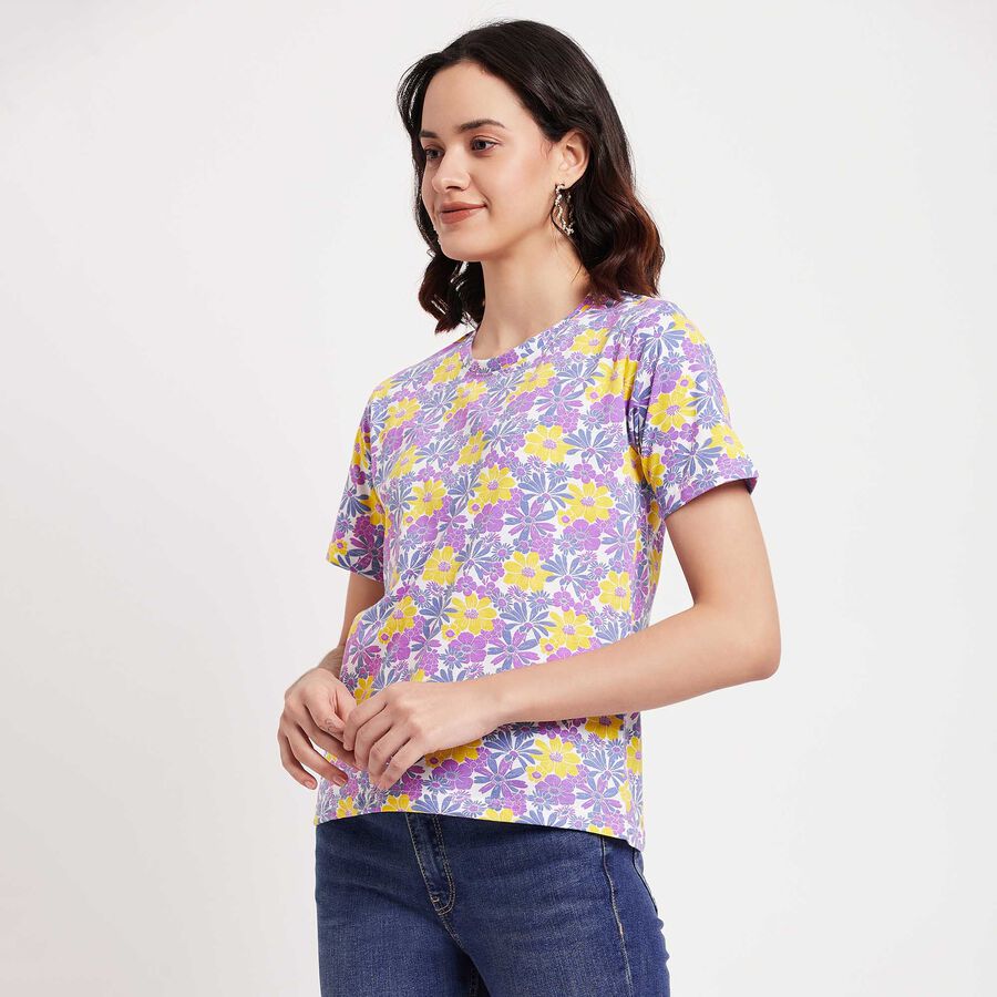 All Over Print Round Neck T-Shirt, Blue, large image number null