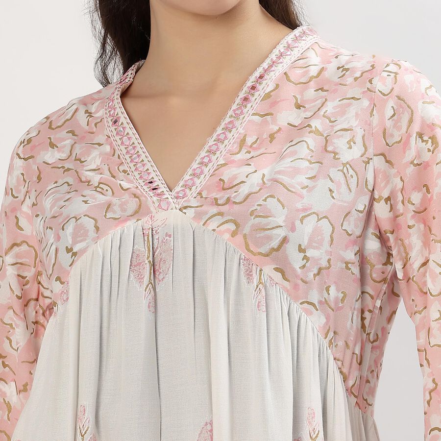 Women's Soft Blush Pink Floral Printed Ethnic Set, Light Pink, large