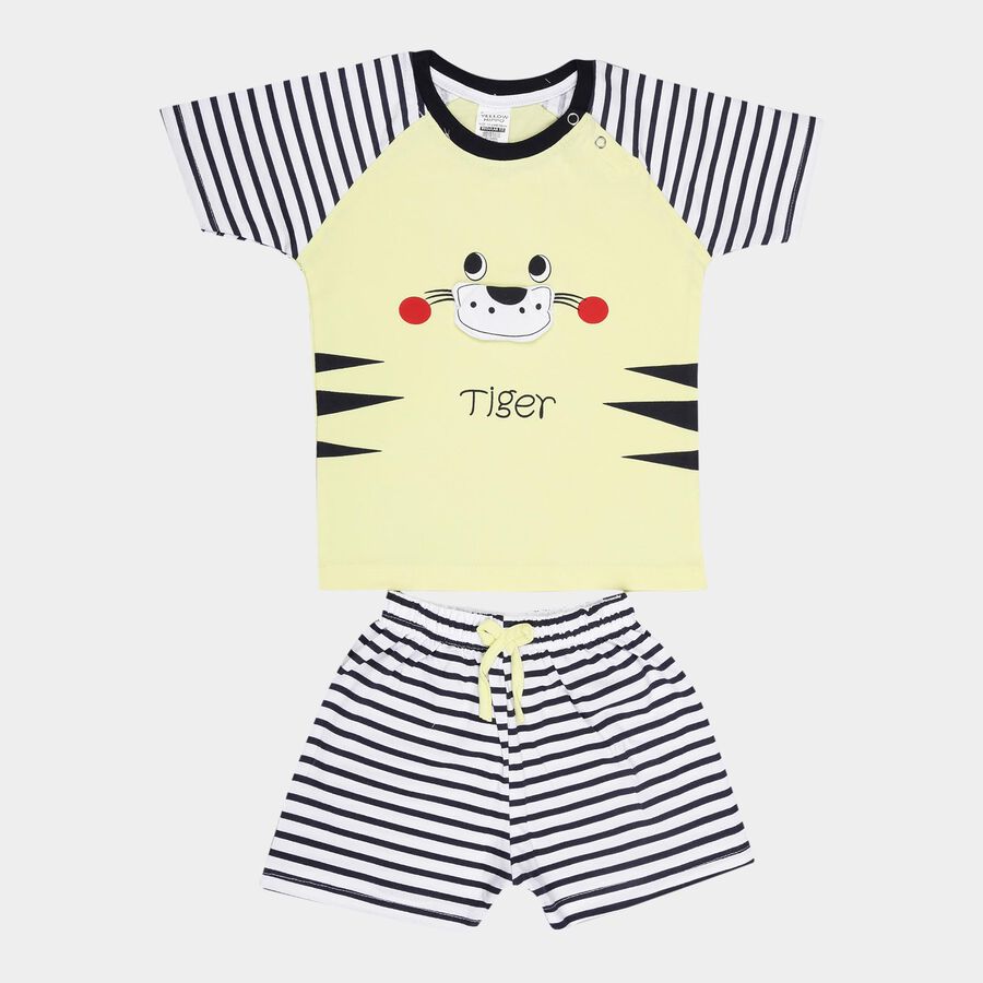 Infants Cotton Round Neck Baba Suit, Yellow, large image number null