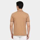 Men Brown Cotton Polo Neck Printed T-Shirt, भूरा, small