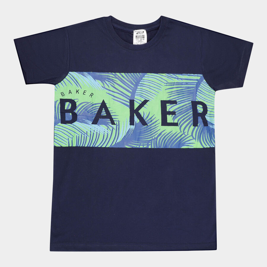 Boys Round Neck T-Shirt, नेवी ब्लू, large image number null