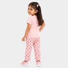 Girls Pink Round Neck Casual Top And Capri Set, हल्का गुलाबी, small