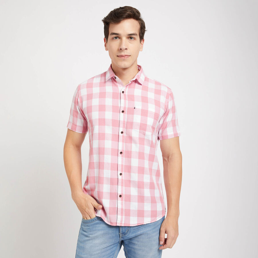 Cotton Checks Casual Shirt, Pink, large image number null