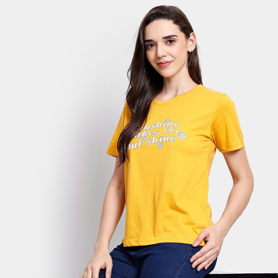 Ladies' Round Neck T-Shirt, Mustard, large image number null