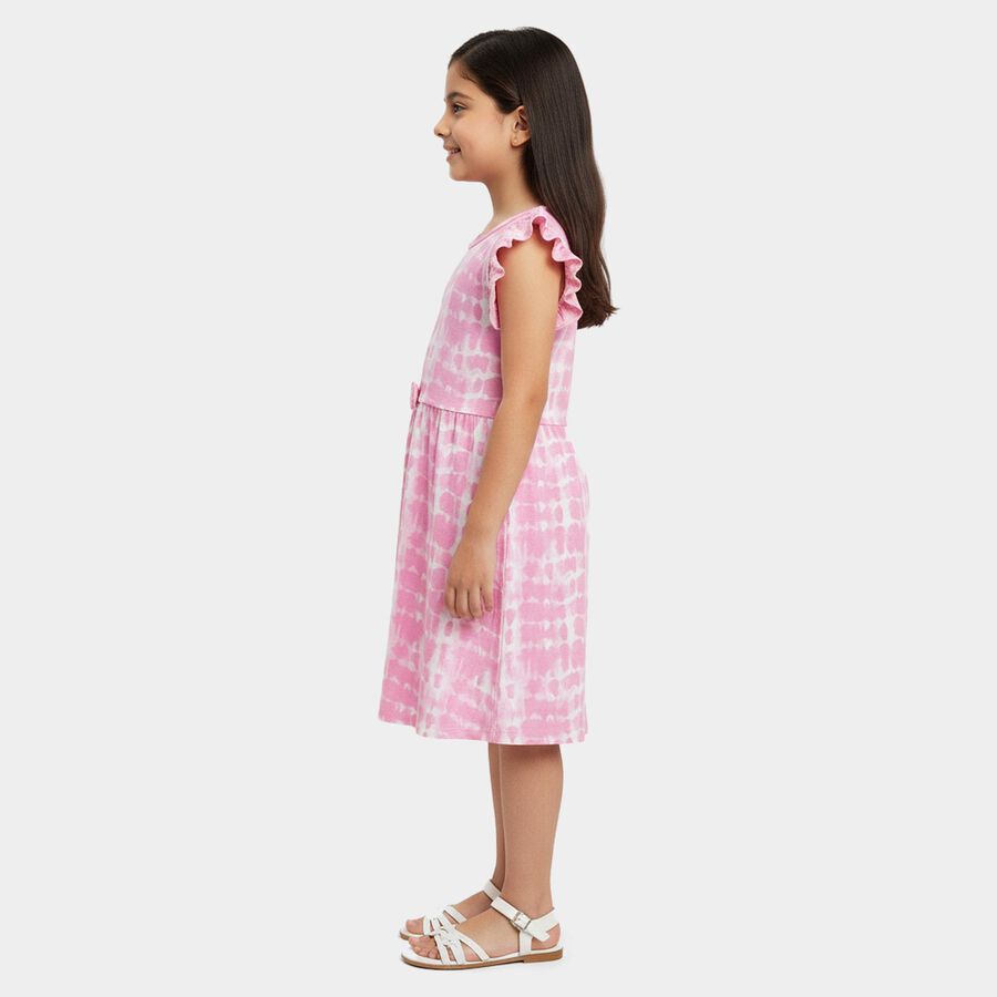 Girls' Light Pink Cotton Blend Casual Frock, Light Pink, large