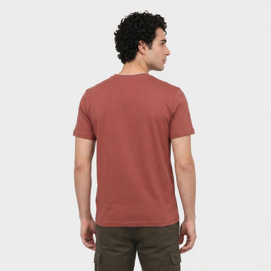 Men's Coral Cotton Round Neck Regular T-Shirt, Coral, large