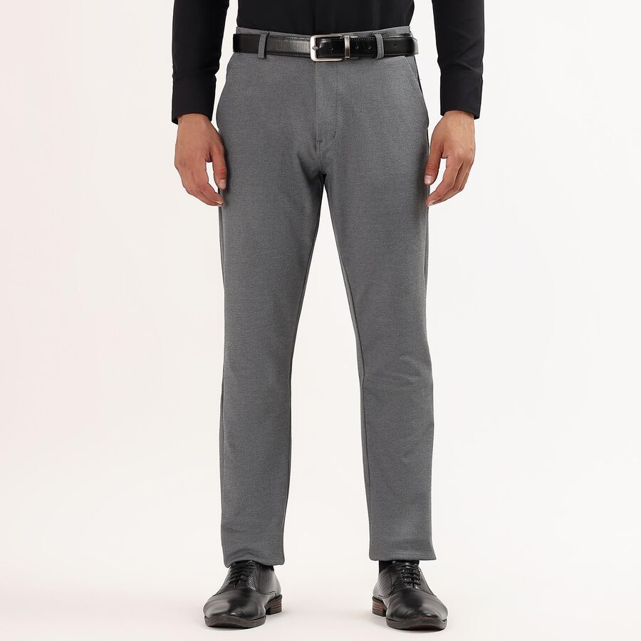 Men's Slim Fit Casual Trousers , हल्का ग्रे, large image number null