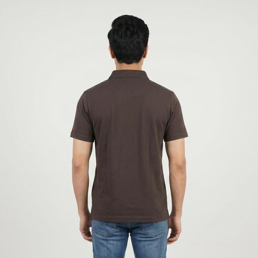 Men Grey Collared Casual T-Shirt, गहरा ग्रे, large