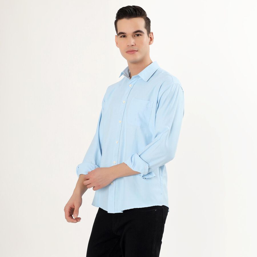 Men's Light Sky Blue Classic Casual Shirt, एक्वा, large