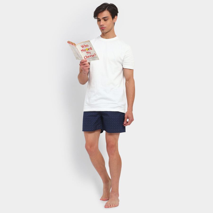Men's 100% Cotton Boxers, Navy Blue, large image number null