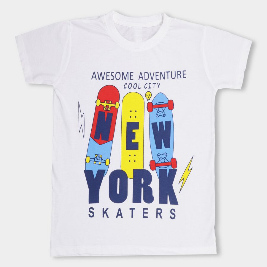 Boys' Half Sleeves T-Shirt , White, large image number null