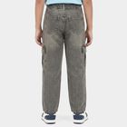 Boys Grey Straight Fit Cargo Jeans, हल्का ग्रे, small