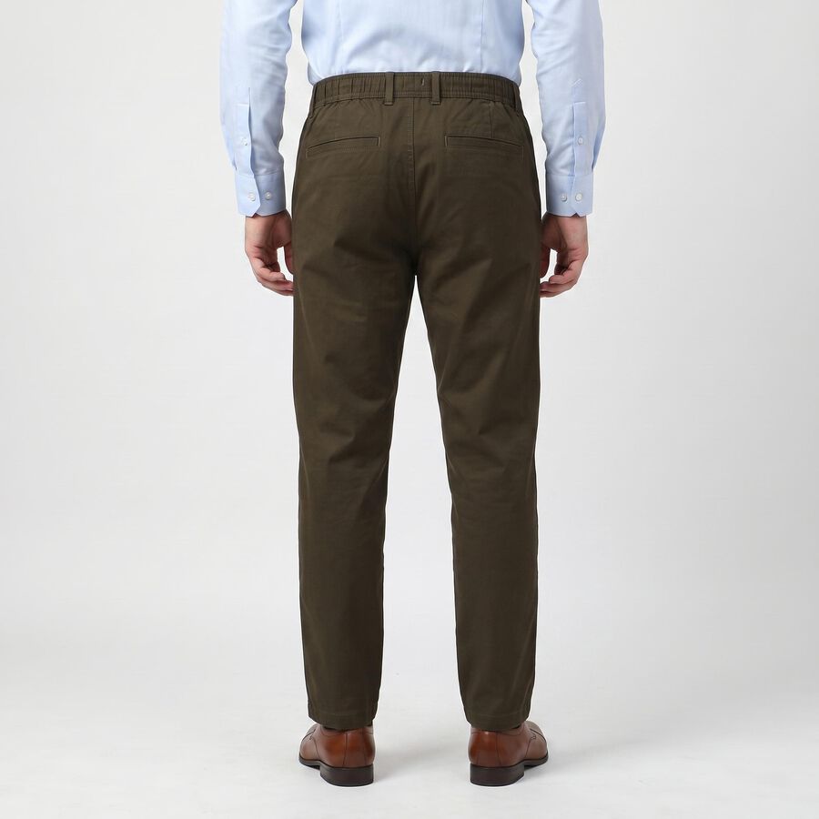 Men's Olive Green Slim Fit Chino Trousers, Olive, large
