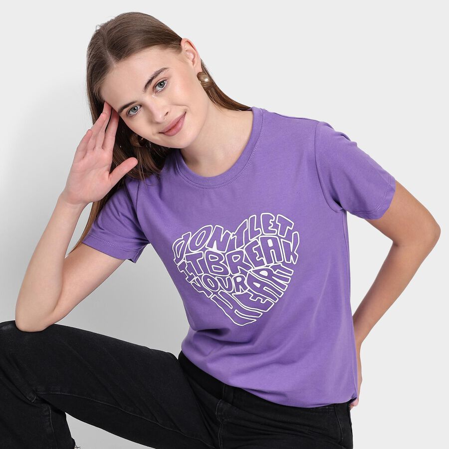 Ladies' Round Neck T-Shirt, Purple, large image number null