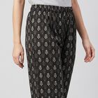 Women's Black Regular Fit Printed Palazzos, काला, small