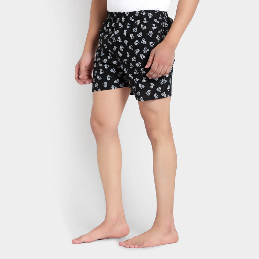 Cotton Printed Inner Elastic Boxers, Black, large image number null