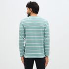 Men's Aqua Green Crew Neck Striped T-Shirt, Aqua, small image number null