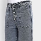 Ladies' 100% Cotton Jeans, गहरा ग्रे, small image number null