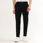 Men's Jet Black Regular Fit Side-Striped Track Pants, काला, small
