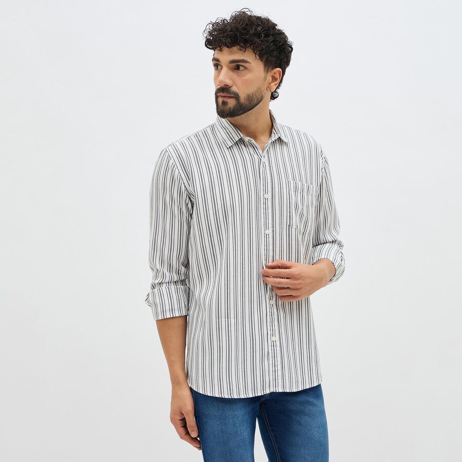 Men's Rich Eggshell White Classic Casual Shirt, सफ़ेद, large image number null