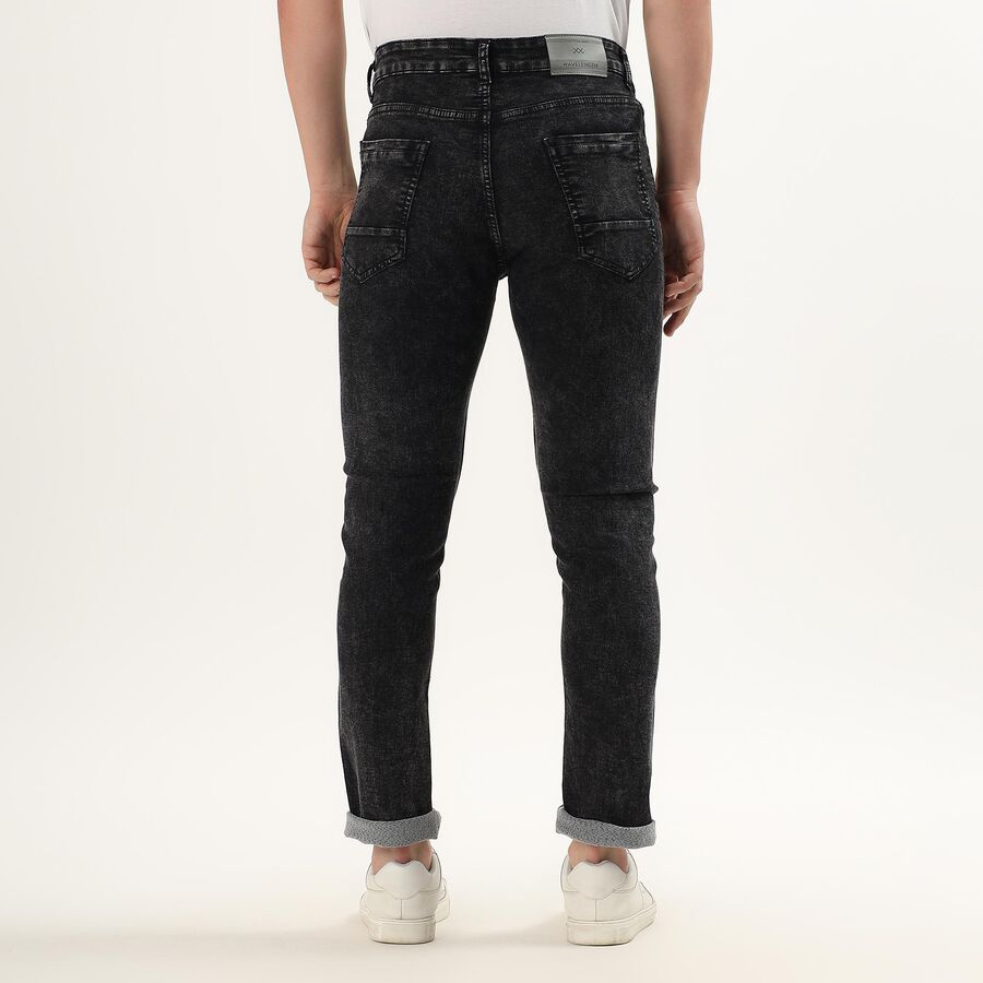 Men's Washed Black Skinny Fit Five-Pocket Jeans, Black, large image number null