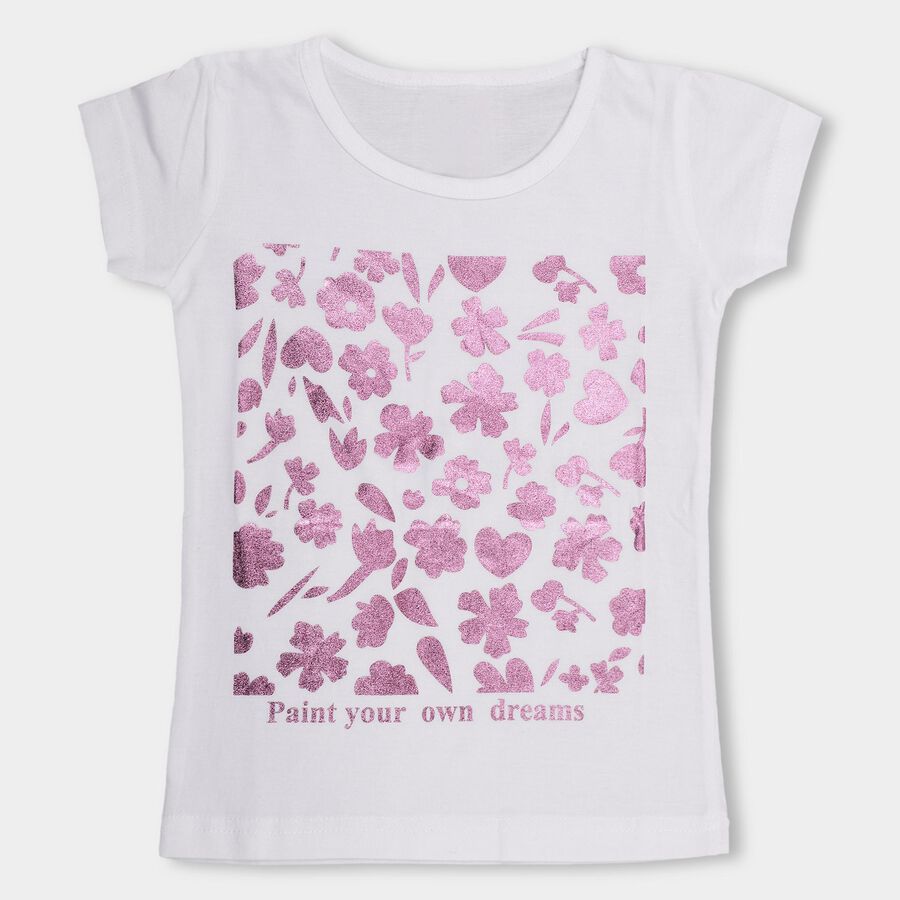 Girls' 100% Cotton T-Shirt, सफ़ेद, large image number null