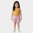 Girls' Lilac Floral Elastic Waist Shorts, Lilac, small