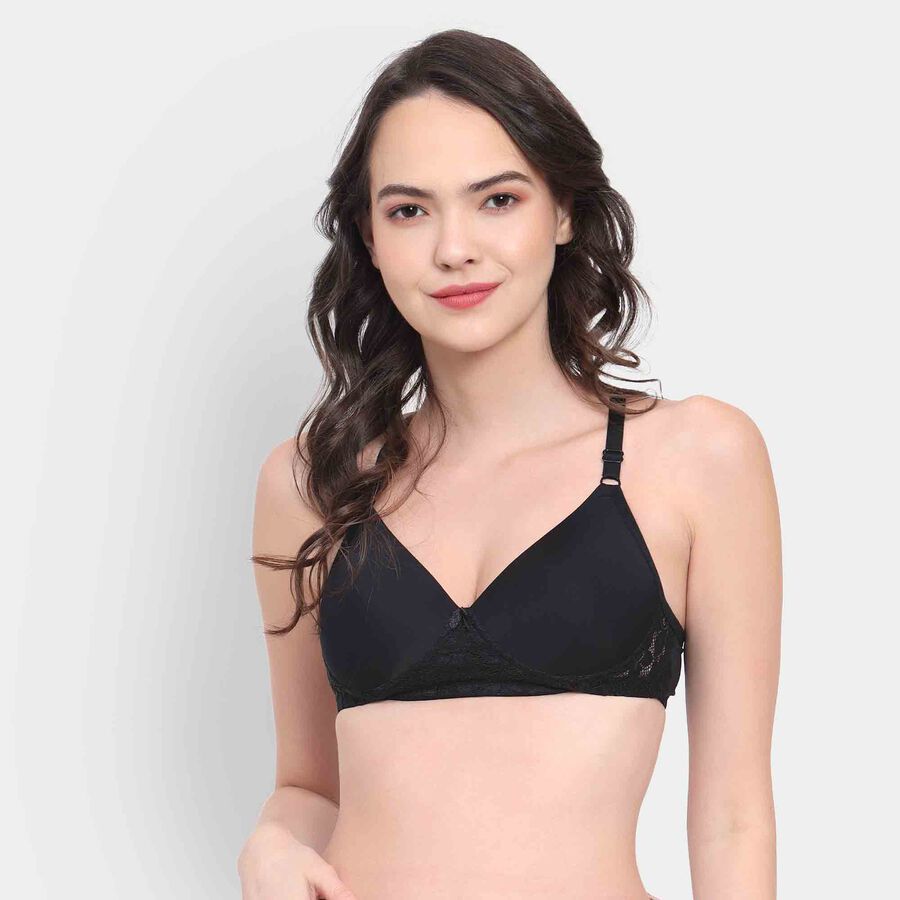 Half Lace Bra, Black, large image number null
