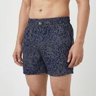 Men's Navy Blue Relaxed Fit Printed Boxers, नेवी ब्लू, small