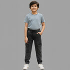 Boys' Charcoal Black Relaxed Fit Cargo Jogger Jeans, काला, small image number null
