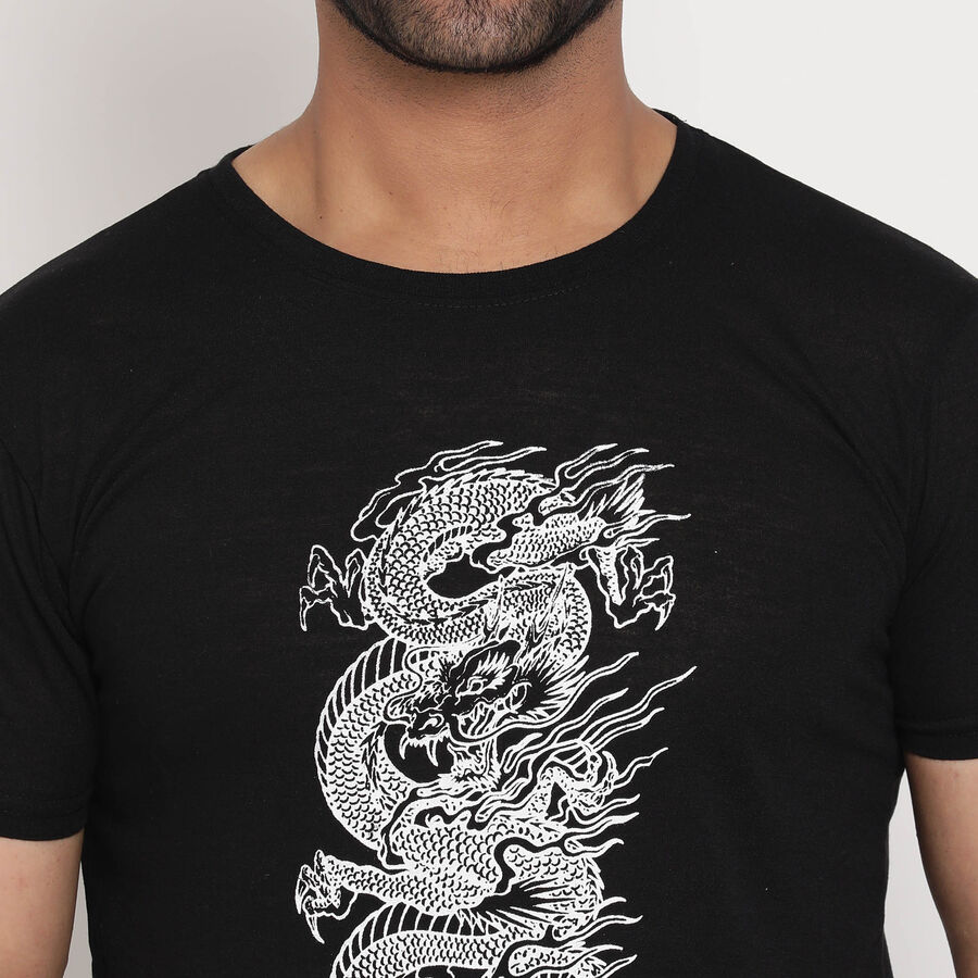 Round Neck T-Shirt, Black, large image number null