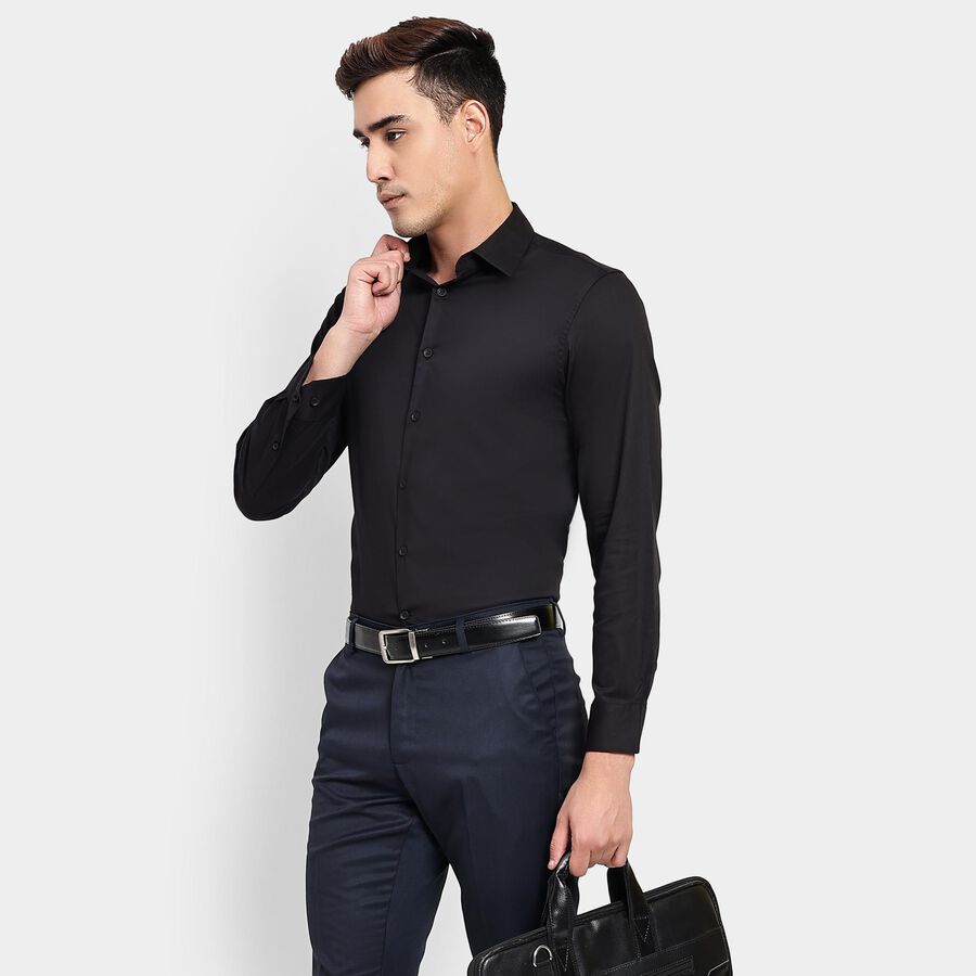 Men's Formal Shirt, काला, large image number null