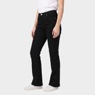 Women's Black Straight Fit Solid Jeans, काला, small