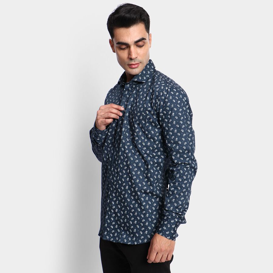 Men's 100% Cotton Formal Shirt, Navy Blue, large image number null