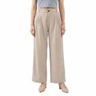 Women's Light Grey Wide Leg Pleated Trousers, हल्का ग्रे, small