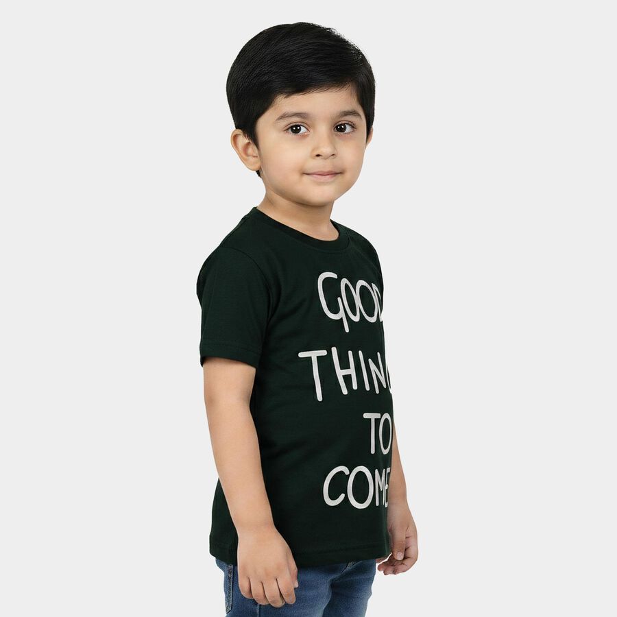 Boys' Half Sleeves T-Shirt, Dark Green, large