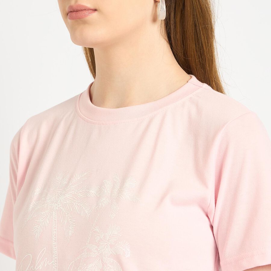 Ladies' 100% Cotton Round Neck T-Shirt , Light Pink, large