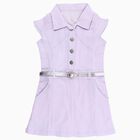 Girls' Lavender Collared A-Line Belted Frock, Purple, small image number null