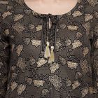 All Over Print 3/4th Sleeves Straight Kurti, Black, small image number null