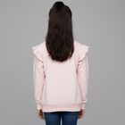 Girls Light Pink Crew Neck Ruffle Sleeve Graphic Sweatshirt, हल्का गुलाबी, small image number null