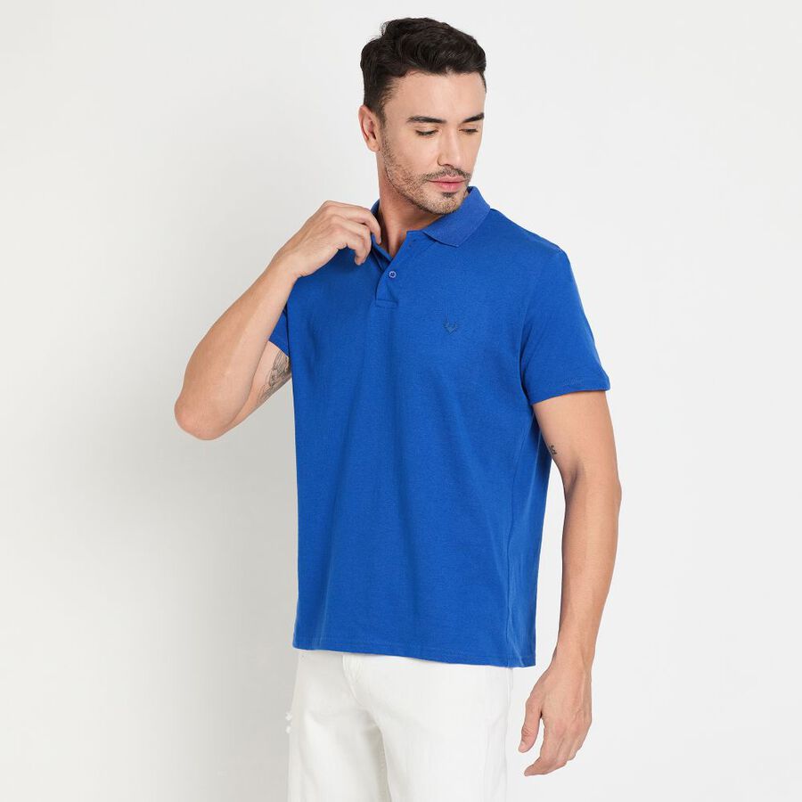 Men's Collared Half Sleeves T-Shirt, रॉयल ब्लू, large image number null