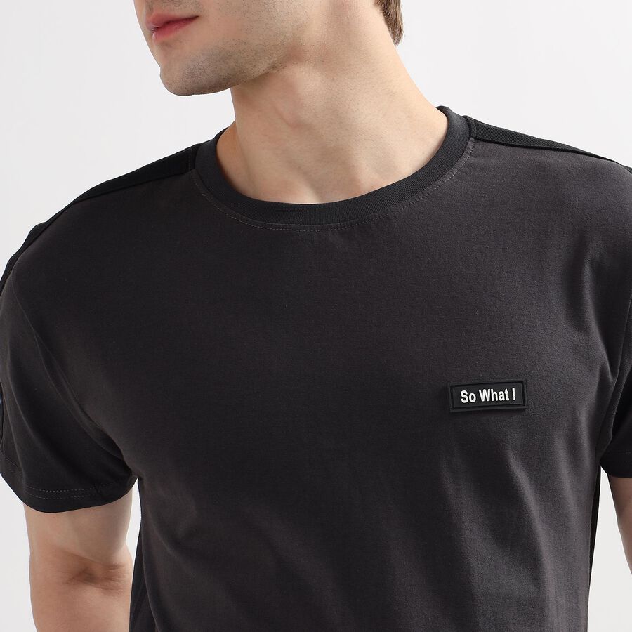 Men's 100% Cotton Round Neck Half Sleeves T-Shirt, Dark Grey, large image number null