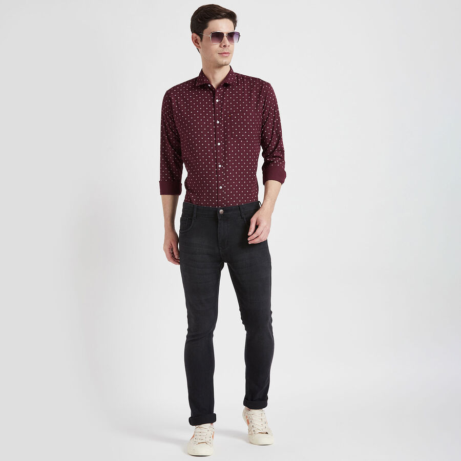 Printed Casual Shirt, Wine, large image number null