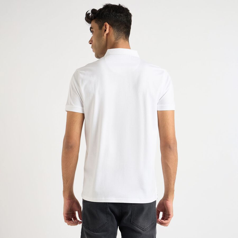 Men's 100% Cotton Collared Half Sleeves T-Shirt, सफ़ेद, large image number null