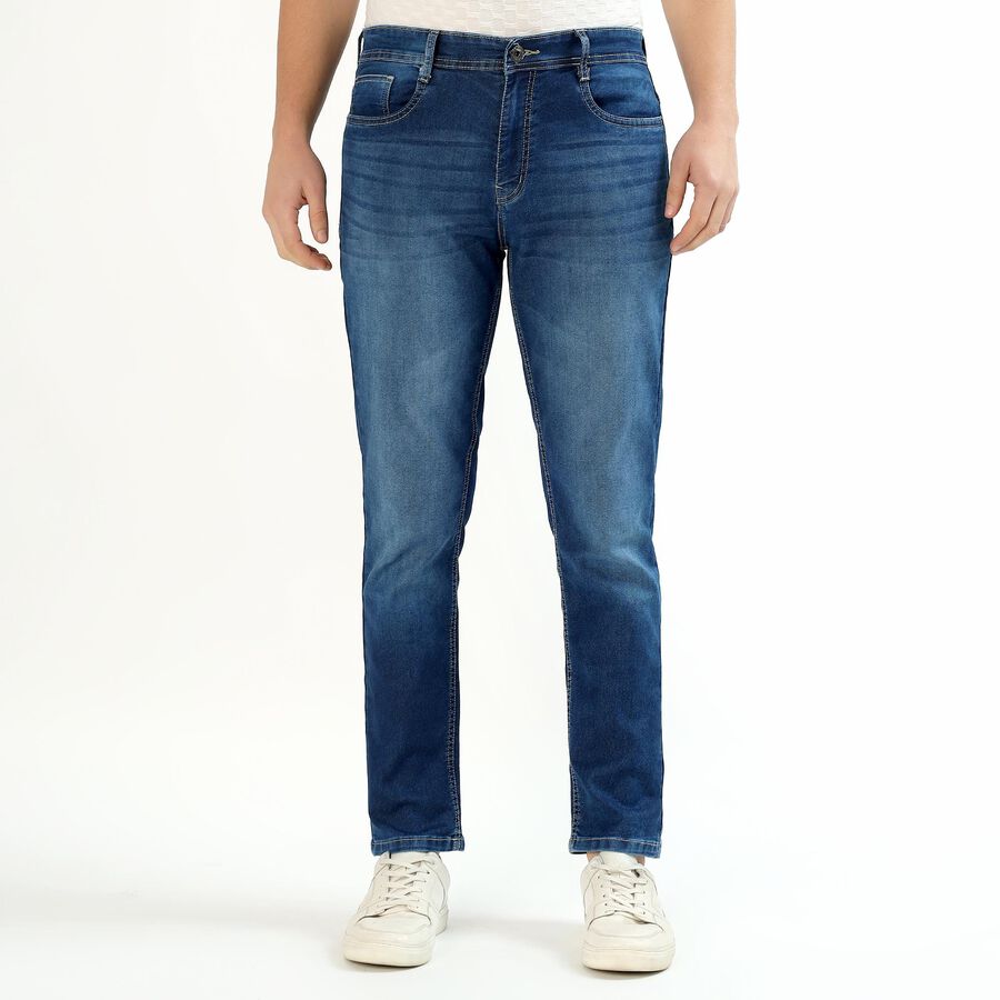 Men's Medium Wash Blue Slim Fit Jeans, Dark Blue, large image number null
