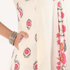 Women's White Cotton Round Neck Straight Kurta, Off White, small