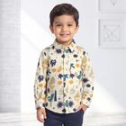 Boys Cream Cotton Long Sleeve Collar Shirt, ऑफ व्हाइट, small