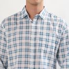 Men's Light Blue and White Cotton Spread Collar Casual Shirt, Light Blue, small image number null