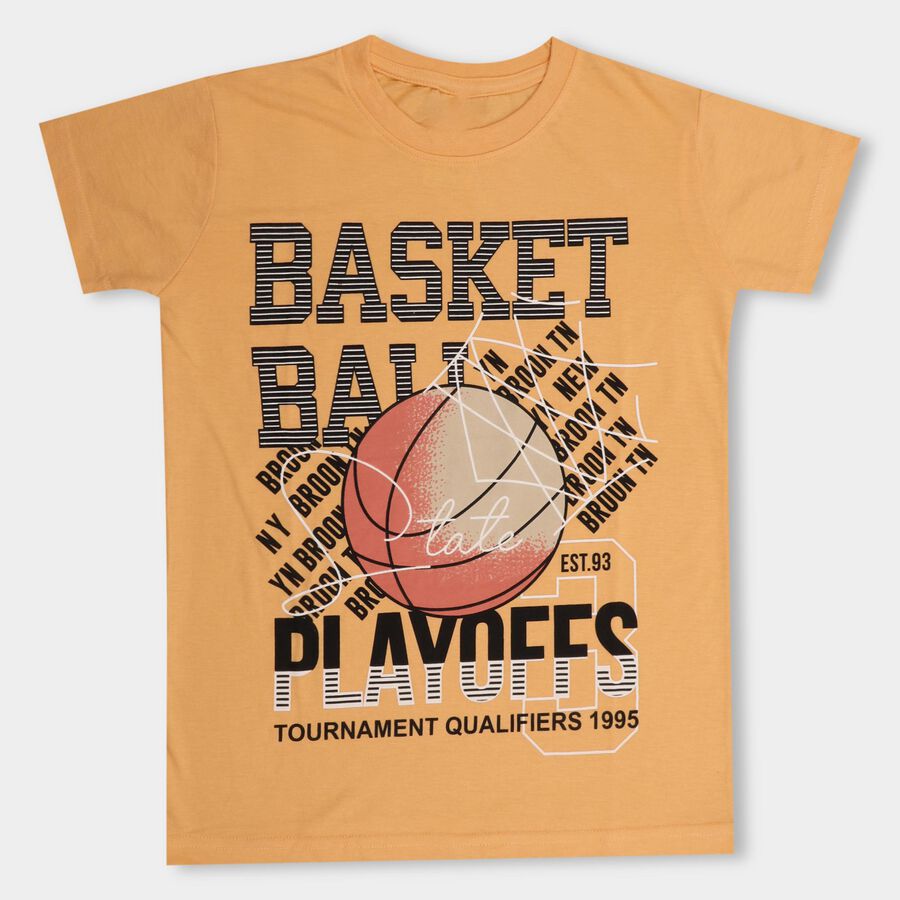 Boys' Half Sleeves T-Shirt , नारंगी, large image number null