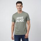 Men's Mint Green Round Neck Casual T-Shirt, Light Green, small